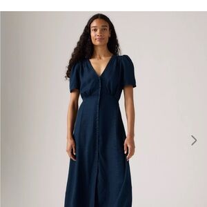 Levi's Deep Blue Midi Dress (Sarina Short-Sleeve Midi Dress)
